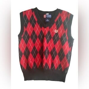 Chaps Argyle Sweater Vest Sz 5 Pull Over Red Black Euc